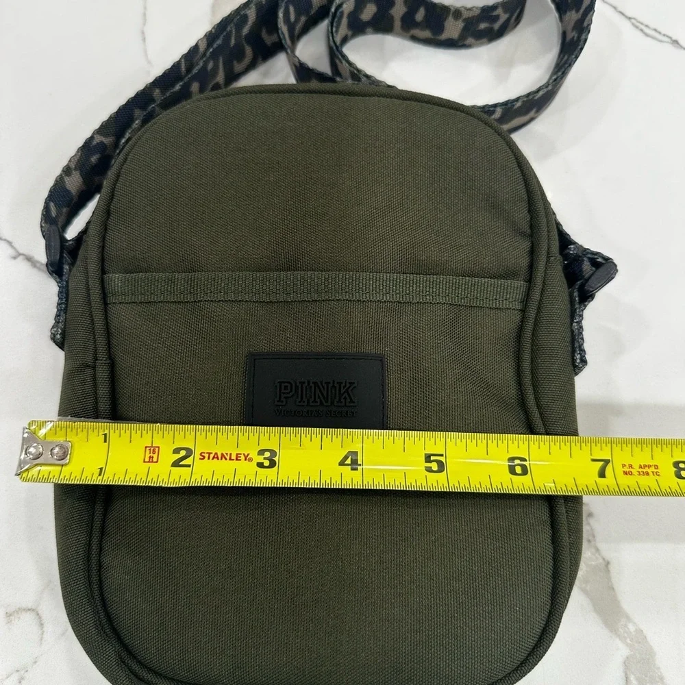 Victoria’s Secret PINK Olive Green Crossbody Bag Leopard Strap